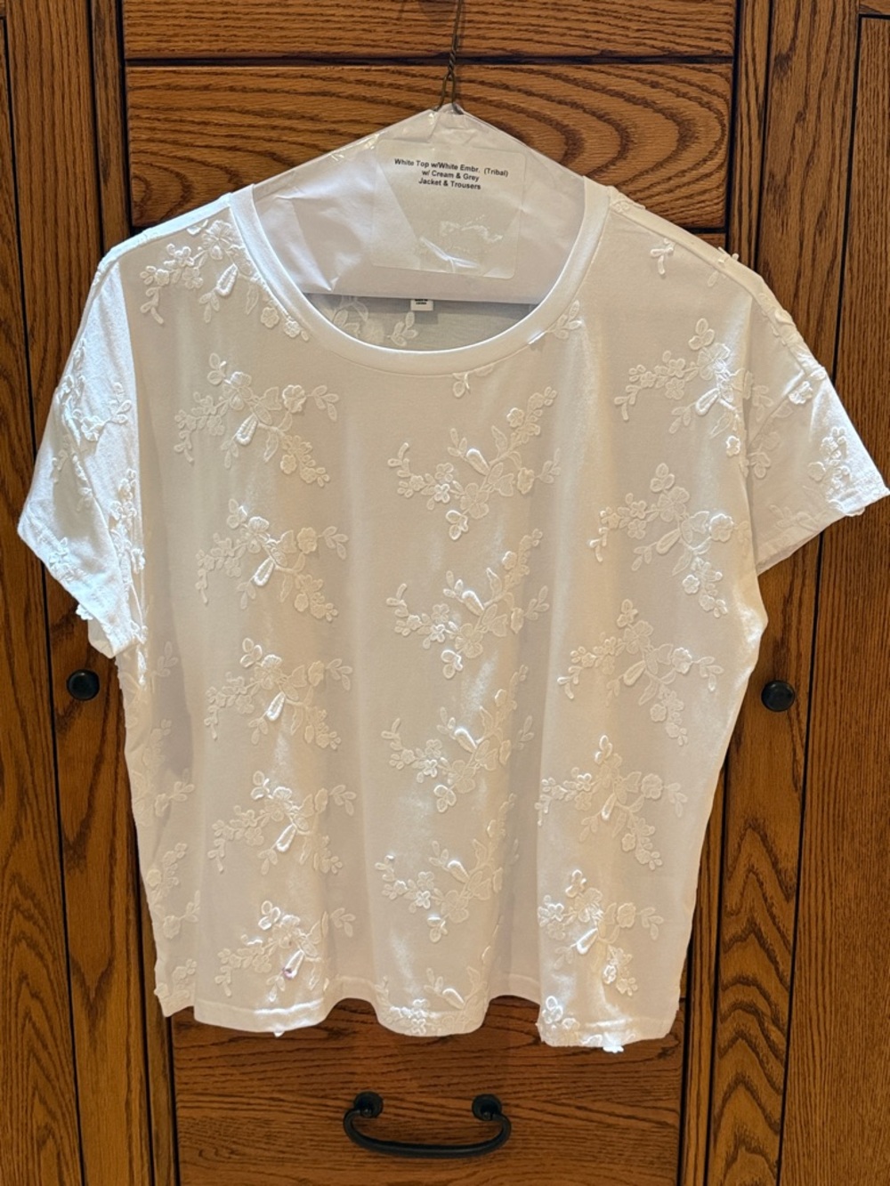 White Embroidered Short Sleeve Top - Women
